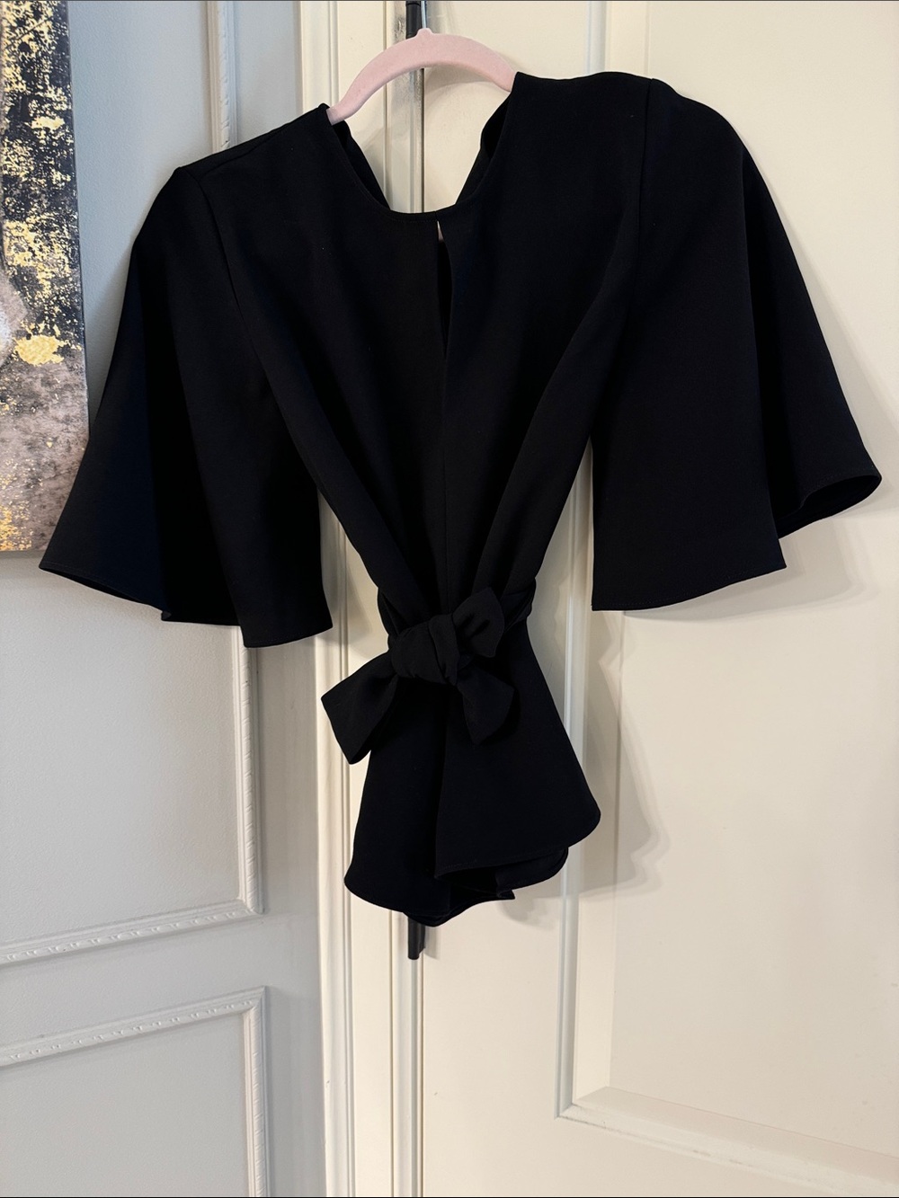 Elegant ZARA black Tie-Back Flutter Sleeve Top